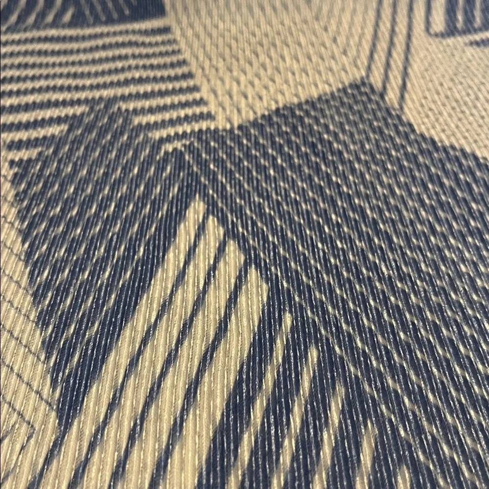 Geometric Patterned Blue & White Textured Stretchy Fabric